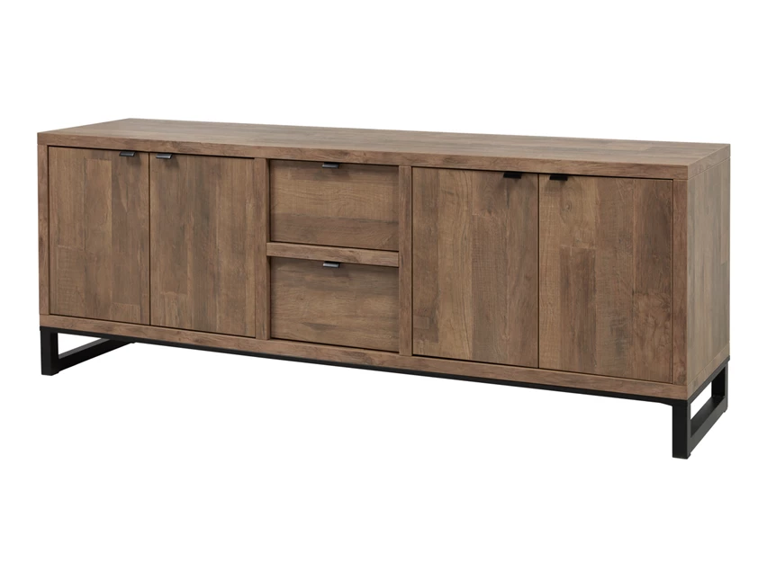 Jaipur DR2 DR7 dressoir medium K671 old teak zwart metalen onderstel