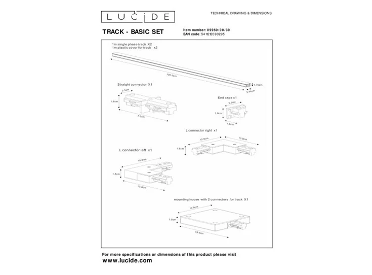 09950/00/30 track railverlichting railsysteem basis set lucide montage