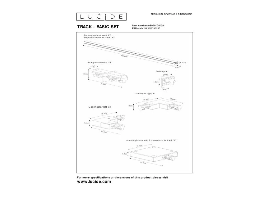 09950/00/30 track railverlichting railsysteem basis set lucide montage
