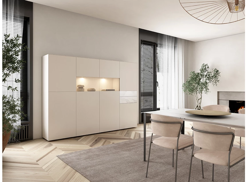 Sfeerfoto Barkast Yumè H240-8 structuurlak keramiek Crest