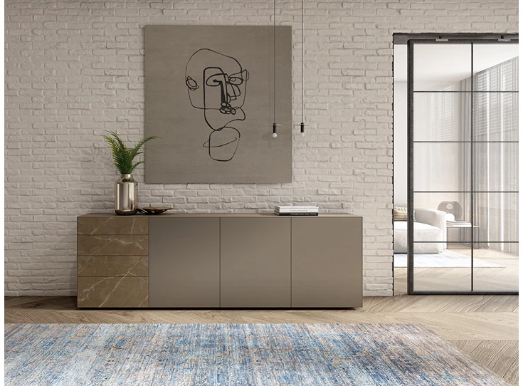 Sfeerfoto Dressoir Yumè EW240-4 structuurlak keramiek Crest