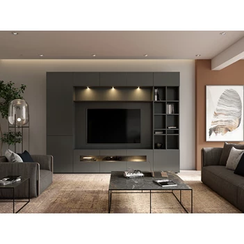 Sfeerfoto Tv-kast grote wandkast W307 matte lak Karat Crest