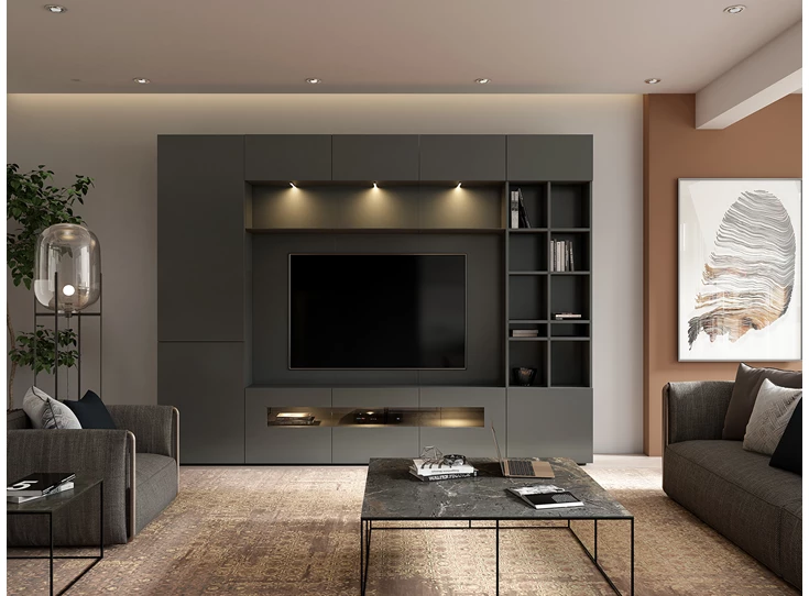 Sfeerfoto Tv-kast grote wandkast W307 matte lak Karat Crest