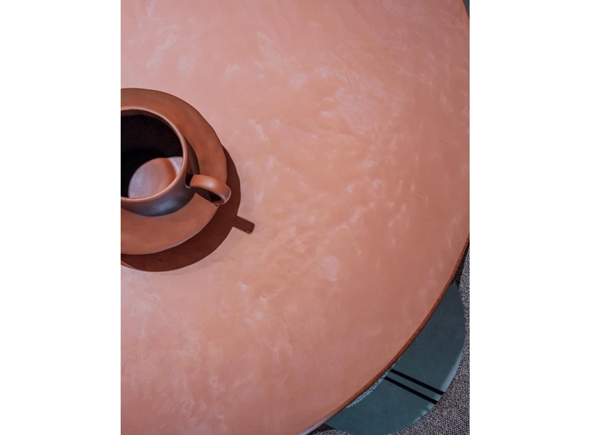 Bovenkant Tafel Callisto rond Mortex terracotta Liz Tables