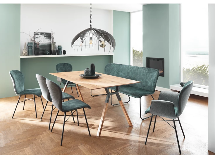 Fluweel Eetkamerbank Blake 681A combi leder en stof Bert Plantagie