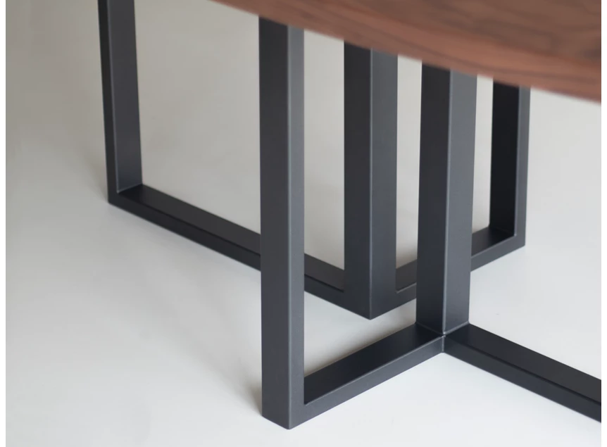 Onderstel Tafel Eris Hout ovaal massief noot Bert Plantagie