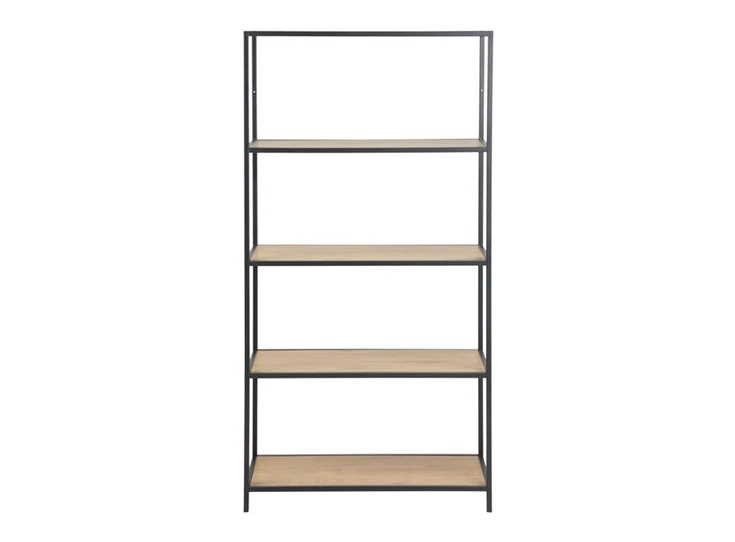 75968 seaford rek hoog wilde eik zwart metaal vooraanzicht