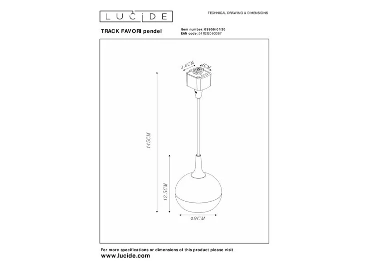 09956-01-30 track railverlichting favori hanglamp zwart gu10 led verstelbaar technisch