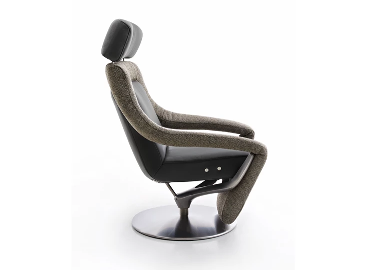 Zijkant Elektrische Relax Yoko No.3 combi leder stof Koinor