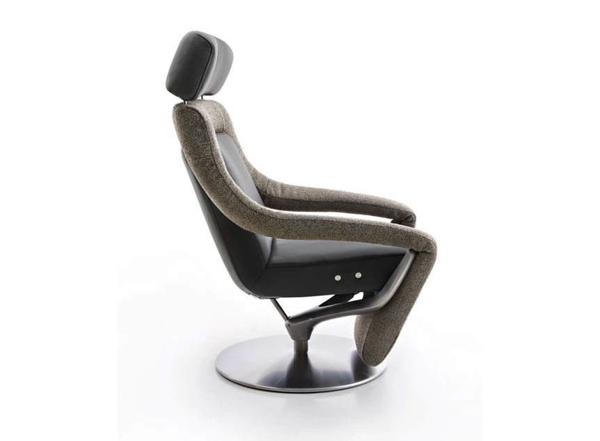 Zijkant Elektrische Relax Yoko No.3 combi leder stof Koinor