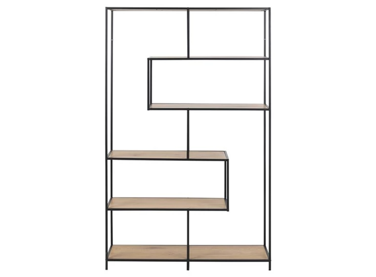 81311 seaford rek assymetrisch zwart metaal hout vooraanzicht