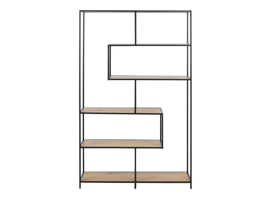 81311 seaford rek assymetrisch zwart metaal hout vooraanzicht