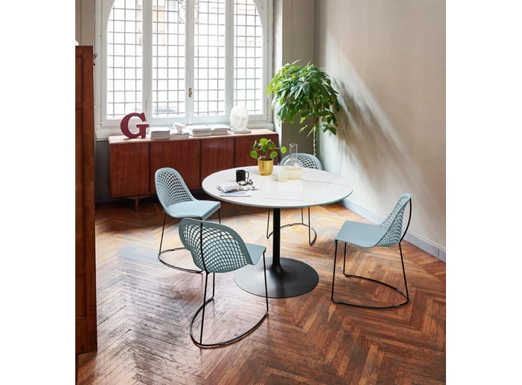 Sfeerfoto Stoel Guapa S M CU leder blauw MIDJ