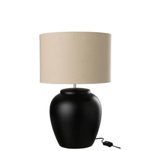 31396 tafellamp meli kap linnen keramiek zwarte voet large j-line niet brandend