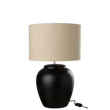 31396 tafellamp meli kap linnen keramiek zwarte voet large j-line niet brandend