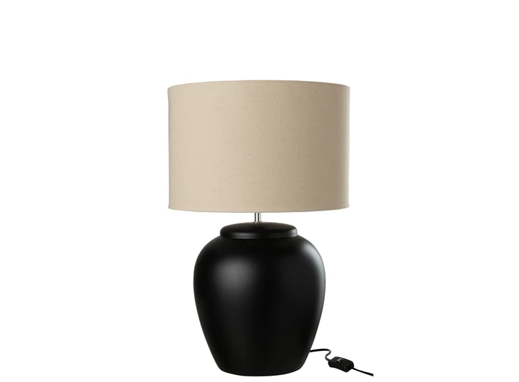 31396 tafellamp meli kap linnen keramiek zwarte voet large j-line niet brandend