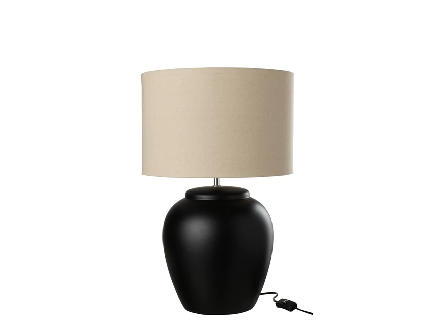 31396 tafellamp meli kap linnen keramiek zwarte voet large j-line niet brandend