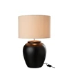 31396 tafellamp meli kap linnen keramiek zwarte voet large j-line brandend