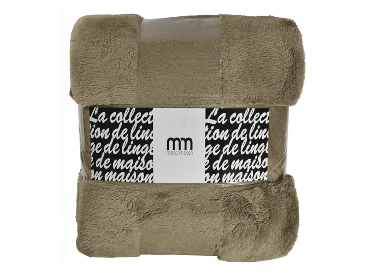 9.01228 Enjoy & Company plaid teddy bear taupe 200x150cm