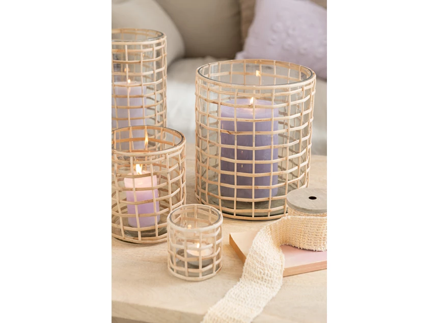 93351 J-Line Jolipa sfeerbeeld Cilinderkaars Lavendel L 7x15cm 72H