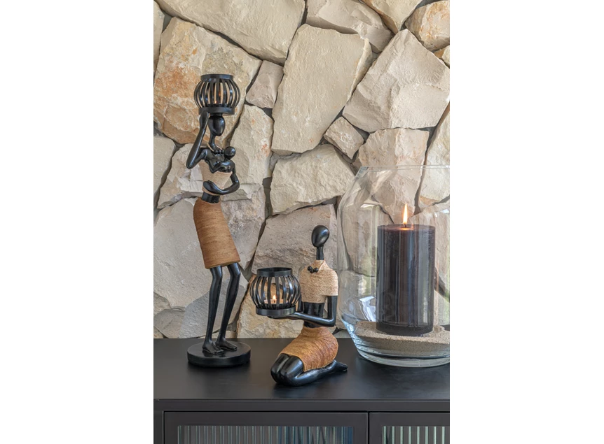 9295 J-Line Jolipa Cilinderkaars Bruin/Zwart L 72H sfeerbeeld