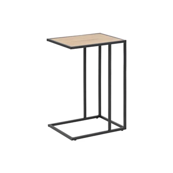 79386 seaford laptoptafel zwart metaal hout schuin vooraanzicht