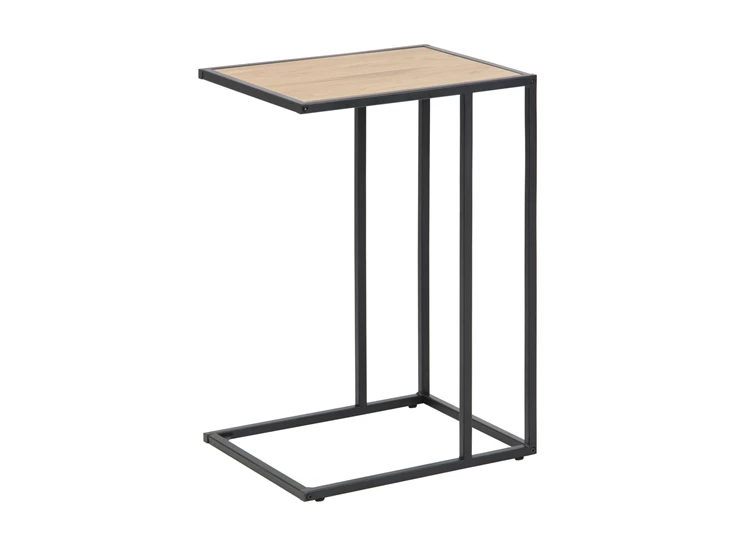 79386 seaford laptoptafel zwart metaal hout schuin vooraanzicht