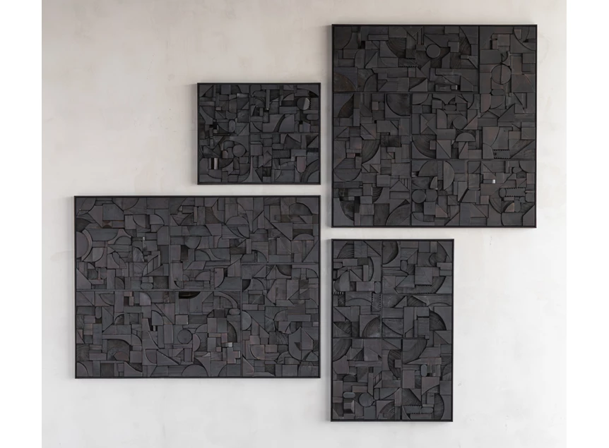 Set Muurdecoratie Bricks Dark Brown Wall Art 29997 Ethnicraft