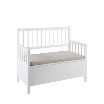 93605 aster bench mdf wit gelakt beige zitkussen opbergbak actona schuin vooraanzicht gesloten