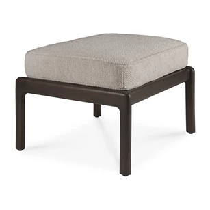 Voetenbank Mahogany Jack Dark Brown Footstool Ivory Fabric 35110 Ethnicraft