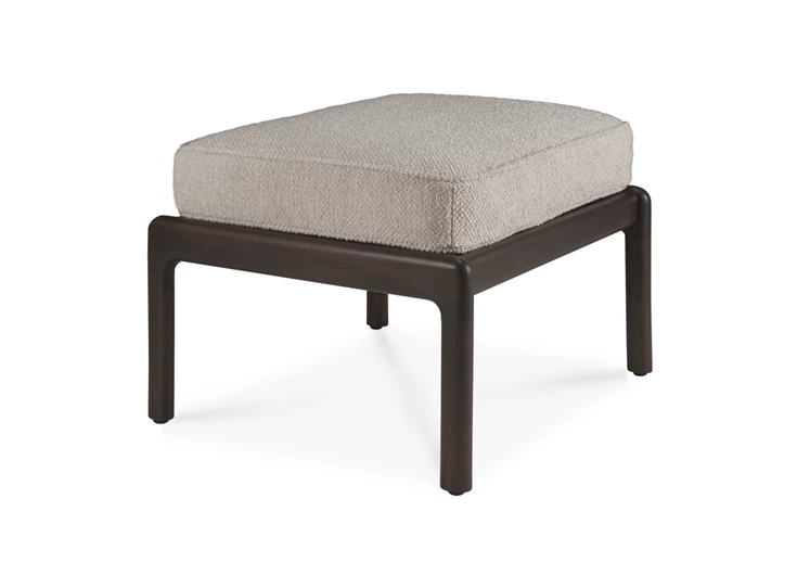 Voetenbank Mahogany Jack Dark Brown Footstool Ivory Fabric 35110 Ethnicraft