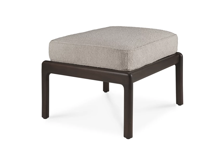 Voetenbank Mahogany Jack Dark Brown Footstool Ivory Fabric 35110 Ethnicraft