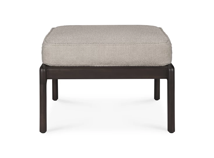 Front Voetenbank Mahogany Jack Dark Brown Footstool Ivory Fabric 35110 Ethnicraft