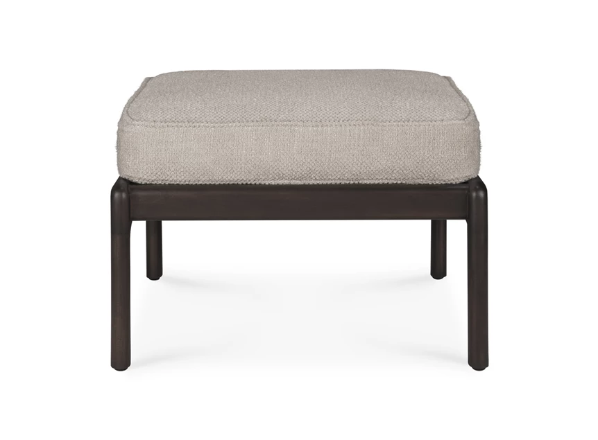 Front Voetenbank Mahogany Jack Dark Brown Footstool Ivory Fabric 35110 Ethnicraft