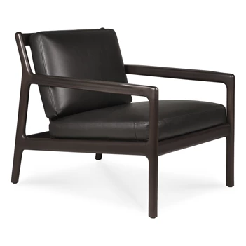 Bijzetzetel Mahogany Jack Lounge Chair Black Leather 35103 Ethnicraft