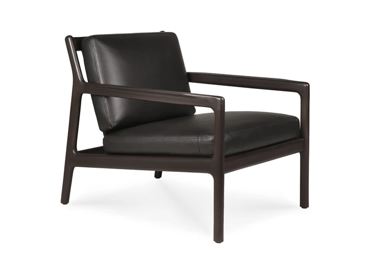 Bijzetzetel Mahogany Jack Lounge Chair Black Leather 35103 Ethnicraft