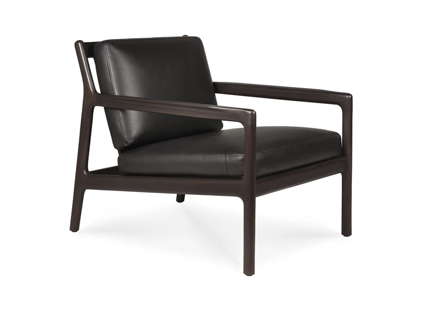 Bijzetzetel Mahogany Jack Lounge Chair Black Leather 35103 Ethnicraft