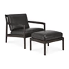 Met poef Bijzetzetel Mahogany Jack Lounge Chair Black Leather 35103 Ethnicraft