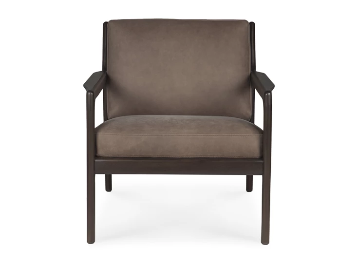 Front Bijzetzetel Mahogany Jack Lounge Chair Terra Nubuck Leather 35104 Ethnicraft