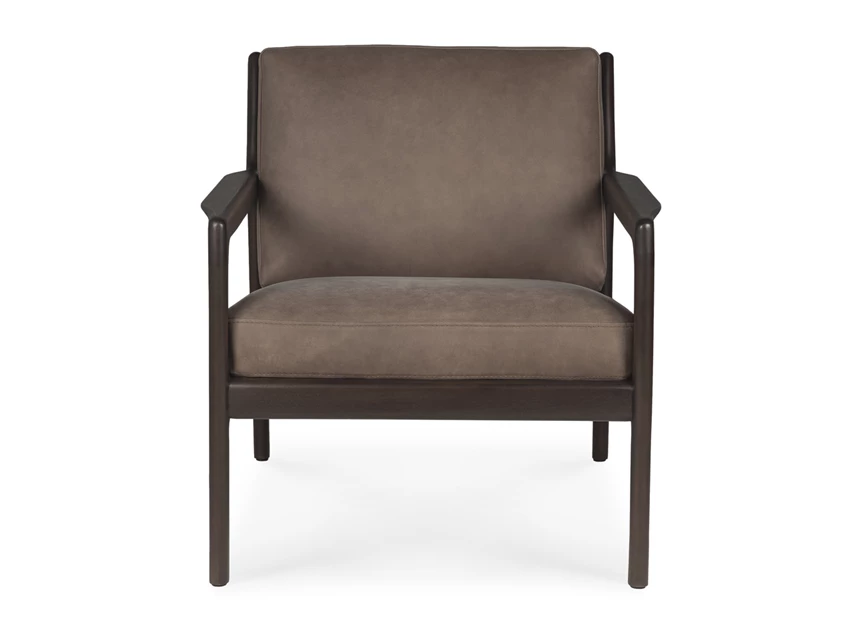 Front Bijzetzetel Mahogany Jack Lounge Chair Terra Nubuck Leather 35104 Ethnicraft