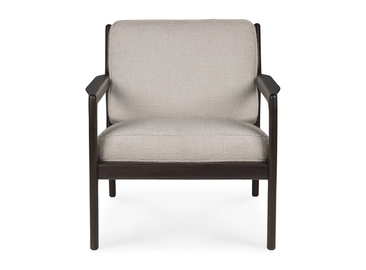 Front Bijzetzetel Mahogany Jack Lounge Chair Ivory Fabric 35102 Ethnicraft