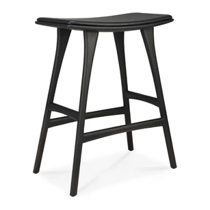 Barstoel Oak Osso Black Counter Stool Black Leather 53051 Ethnicraft