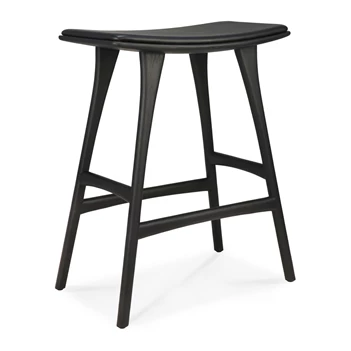Barstoel Oak Osso Black Counter Stool Black Leather 53051 Ethnicraft