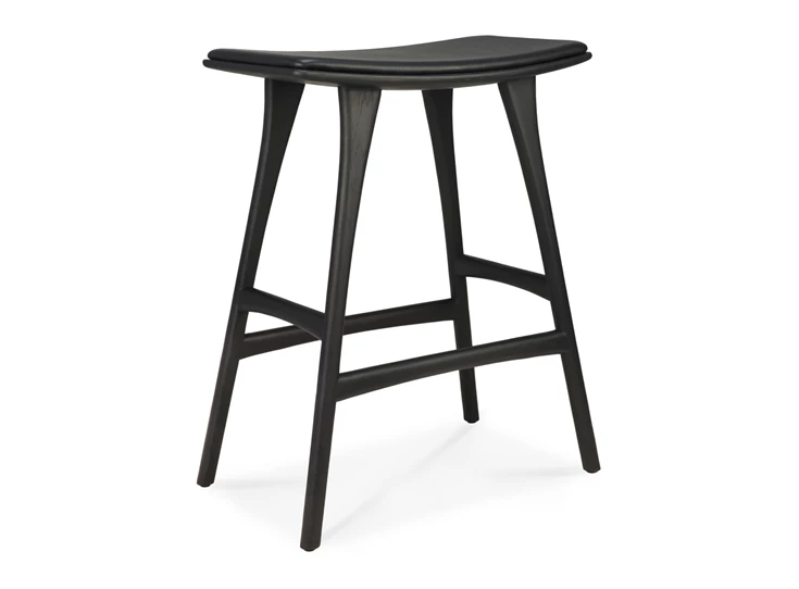 Barstoel Oak Osso Black Counter Stool Black Leather 53051 Ethnicraft