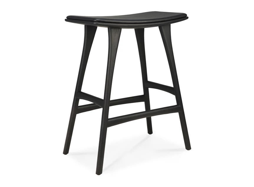 Barstoel Oak Osso Black Counter Stool Black Leather 53051 Ethnicraft