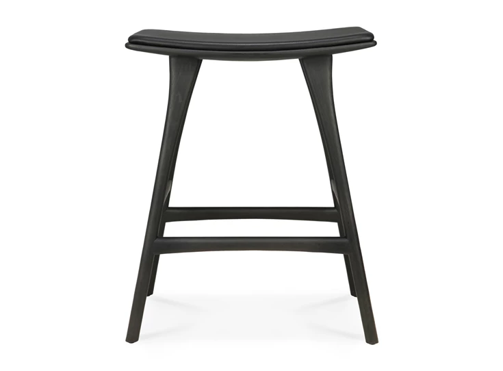 Front Barstoel Oak Osso Black Counter Stool Black Leather 53051 Ethnicraft