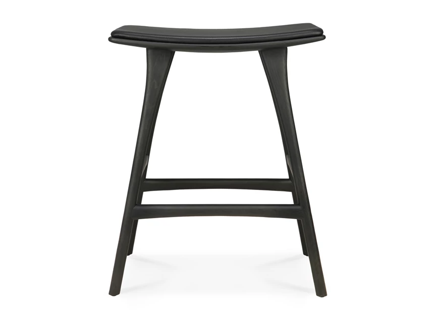 Front Barstoel Oak Osso Black Counter Stool Black Leather 53051 Ethnicraft