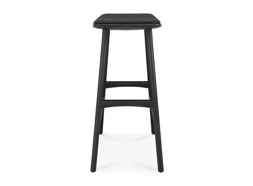 Zijkant Barstoel Oak Osso Black Counter Stool Black Leather 53051 Ethnicraft