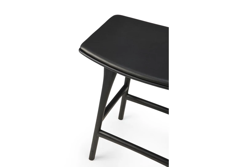 Bovenkant Barstoel Oak Osso Black Counter Stool Black Leather 53051 Ethnicraft