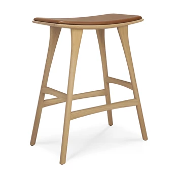 Barstoel Oak Osso Counter Stool Cognac Leather 53050 Ethnicraft